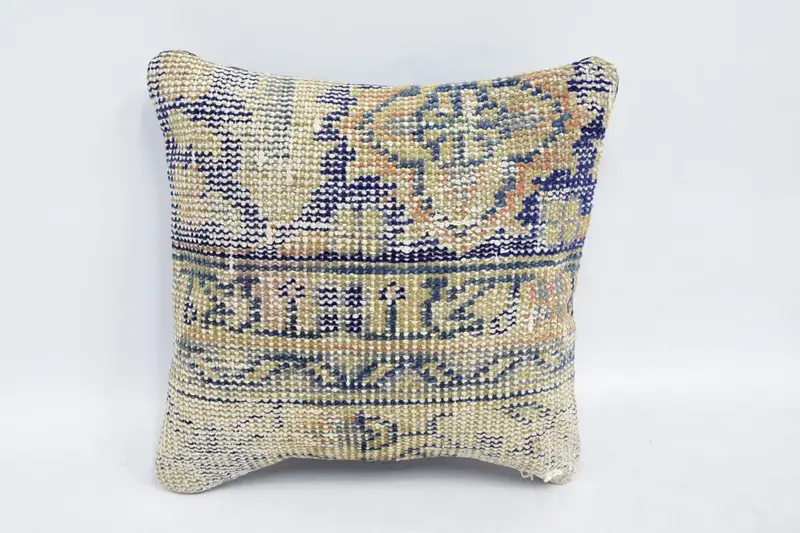Vintage Pillow, Gift Pillow, Turkish Rugs Cushion Cover, Cushion Cover, Boho Pillow Sham Cover, Pattern Throw Pillow Case, 12x12 Beige Pillow Sham - 1