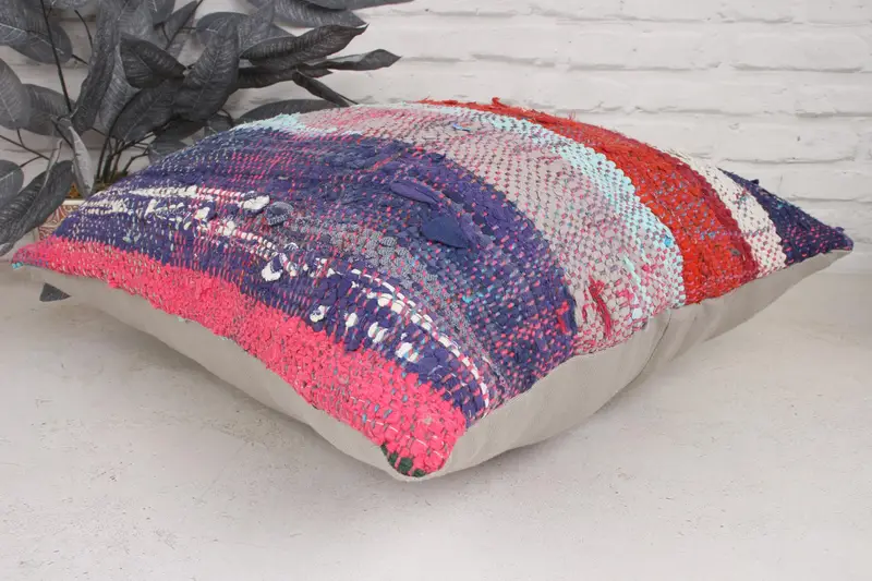 Pillow, Kilim Cushion Sham, Kilim Pillow, 20x20 Blue Pillow Sham, Yoga Pillow Case, Turkish Kilim Pillow, Muted Cushion Cover - 6