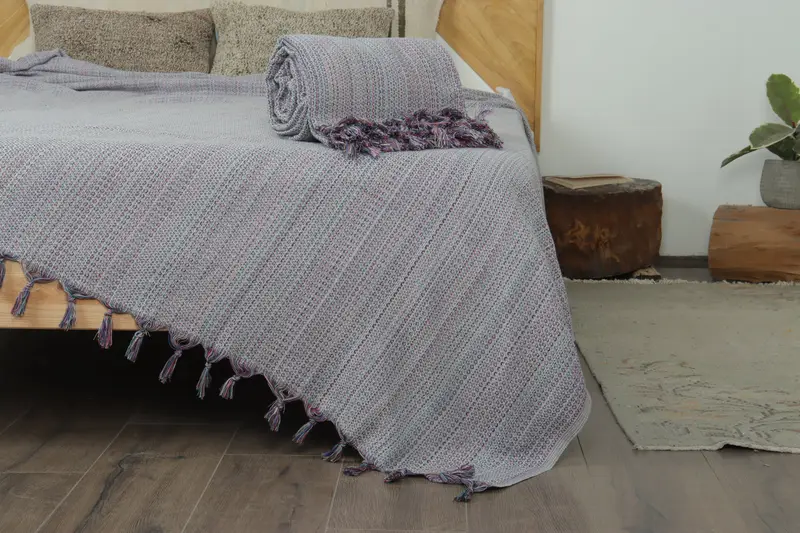 Best Friend Wedding Gift, Organic Throw, Couch Throw Blanket, Custom Blanket, Bridal Shower Gift, Bedspread, 90x88 Cotton Colorful Diamond Towel - 7
