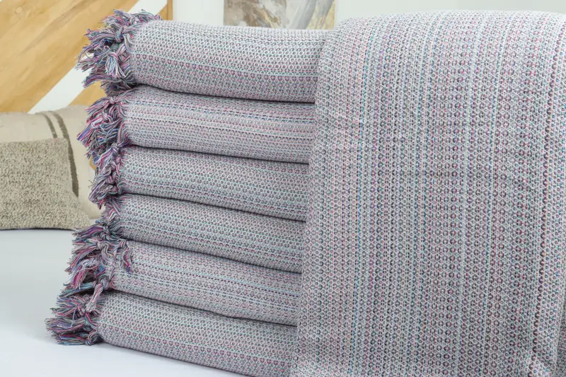 Best Friend Wedding Gift, Organic Throw, Couch Throw Blanket, Custom Blanket, Bridal Shower Gift, Bedspread, 90x88 Cotton Colorful Diamond Towel - 2