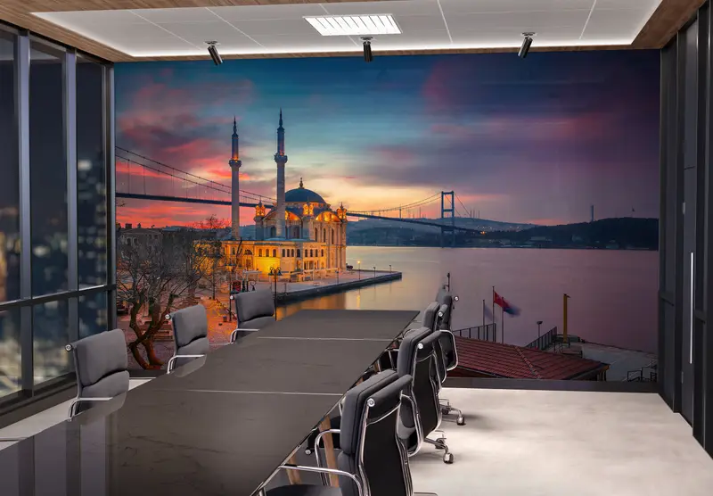 Landscape Wall Decor, View Mural, Turkish Wall Poster, Mosque Mural, Boshphorus Bridge Wall Paper, Sunset Wall Painting, - 10