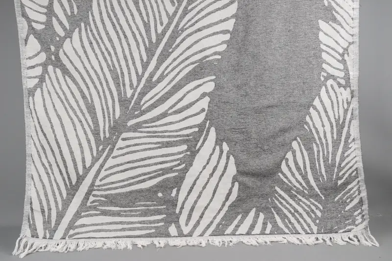 Custom Turkish Towel, Black Floral Pattern, Organic Cotton, 40x71 Inches