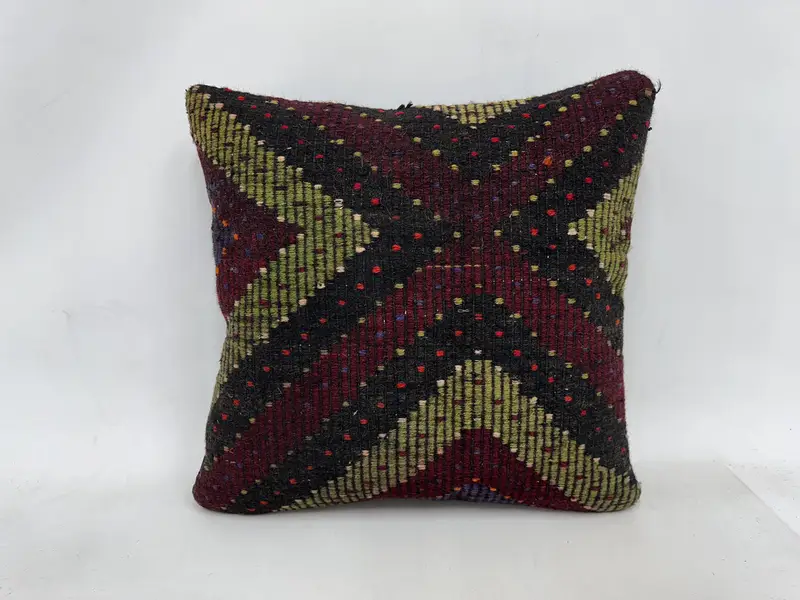 Handmade Kilim Cushion, Turkish Kilim Pillow, Pillow for Sofa, Art Deco Pillow Case, 24x24 Red Pillow, Cushion Case - 1