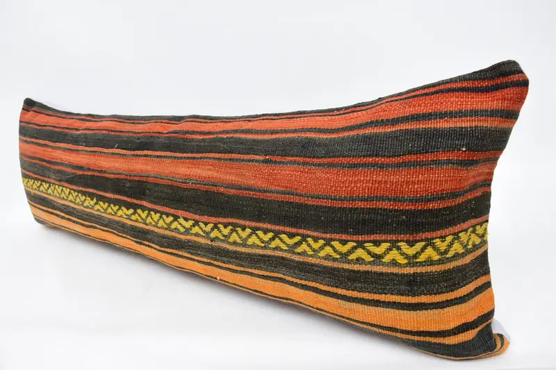 Turkish Pillow, Pillow Cover, Antique Pillows, 16x48 Red Cushion Cover, Handmade Pillow Cover, Handwoven Pillow Case, Pillow for Couch - 4