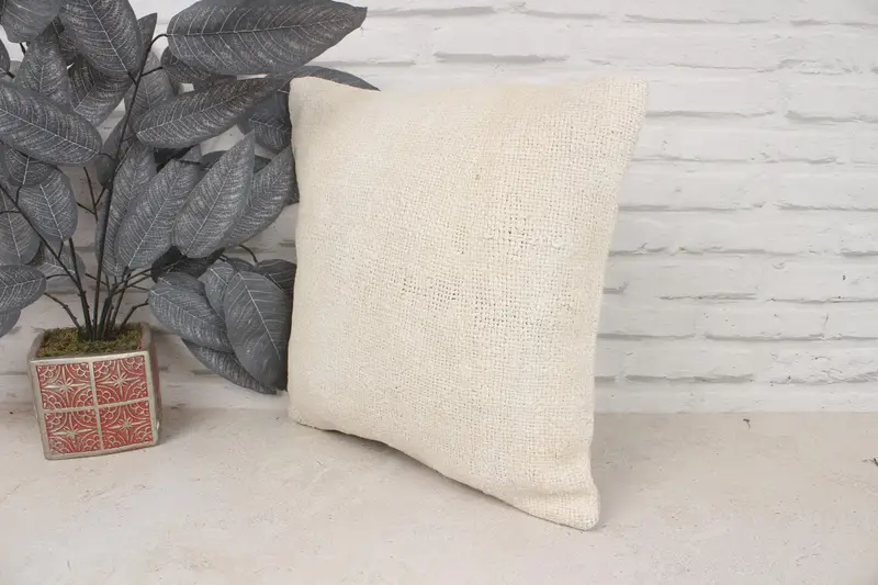 Patio Pillow Cover, Kilim Pillow, Pillow Case, Ethnical Kilim Rug Pillow, Kilim Cushion Sham, Luxury Pillow, 16x16 Beige Pillow Case - 4