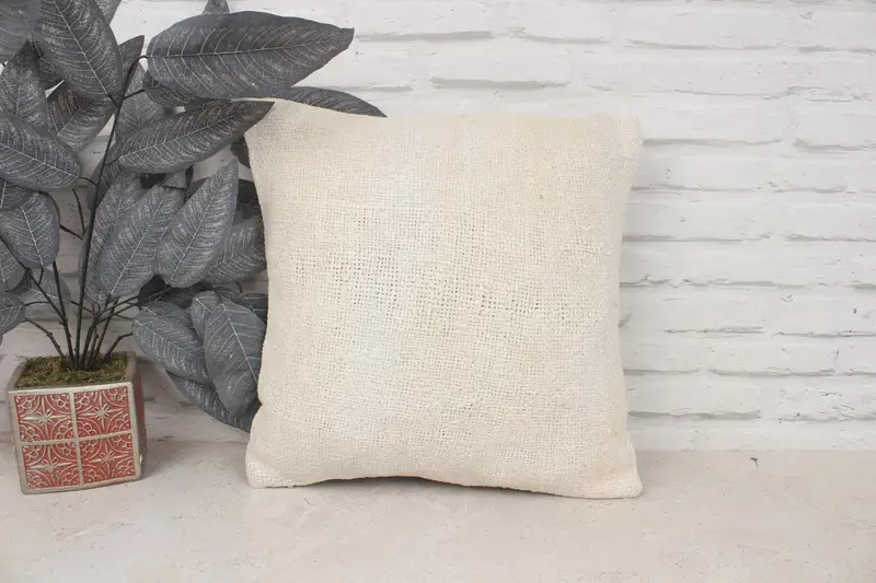 Patio Pillow Cover, Kilim Pillow, Pillow Case, Ethnical Kilim Rug Pillow, Kilim Cushion Sham, Luxury Pillow, 16x16 Beige Pillow Case - 1
