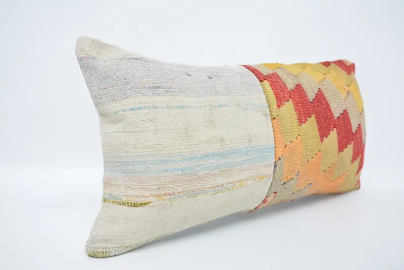 Pillow, 12x24 White Cushion Cover, Home Decor Pillow, Boho Pillow Sham Cover, Ethnic Cushion Cover, Outdoor Throw Cushion Cover, Kilim Cushion Sham - 3