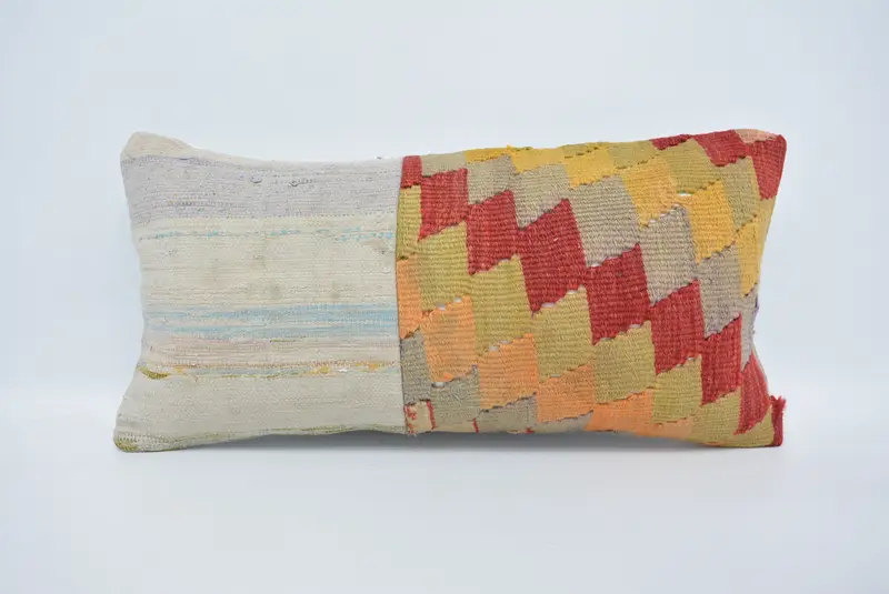 Pillow, 12x24 White Cushion Cover, Home Decor Pillow, Boho Pillow Sham Cover, Ethnic Cushion Cover, Outdoor Throw Cushion Cover, Kilim Cushion Sham - 1