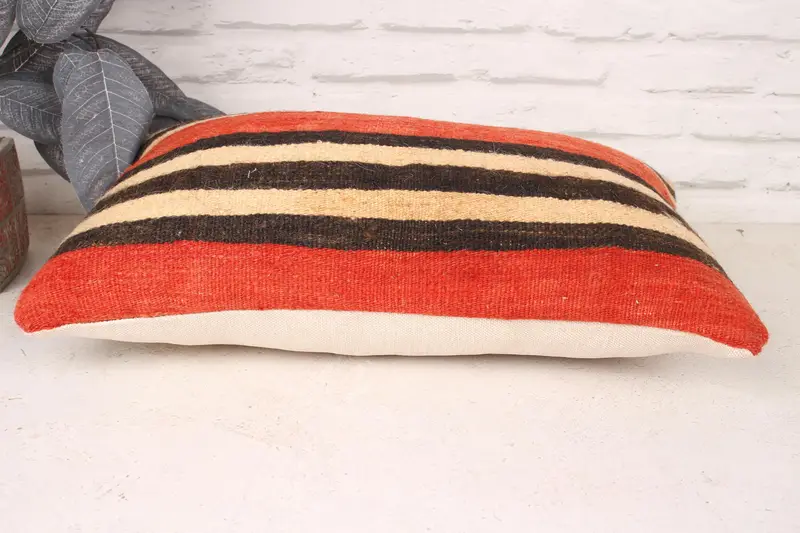 Yoga Pillow Case, Vintage Pillow, Rustic Pillow, Pillow Sham, 12x20 Red Cushion Case, Vintage Kilim Pillow, Vintage Cushion Cover, Antique Pillows - 5