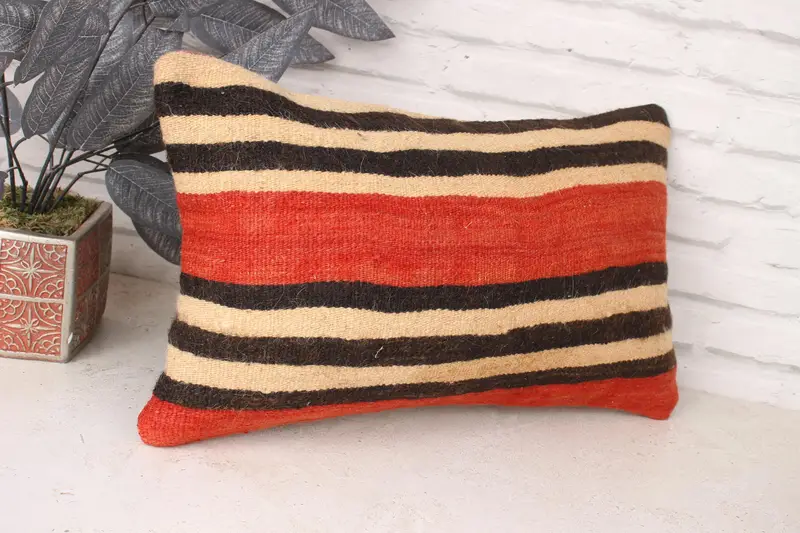 Yoga Pillow Case, Vintage Pillow, Rustic Pillow, Pillow Sham, 12x20 Red Cushion Case, Vintage Kilim Pillow, Vintage Cushion Cover, Antique Pillows - 3
