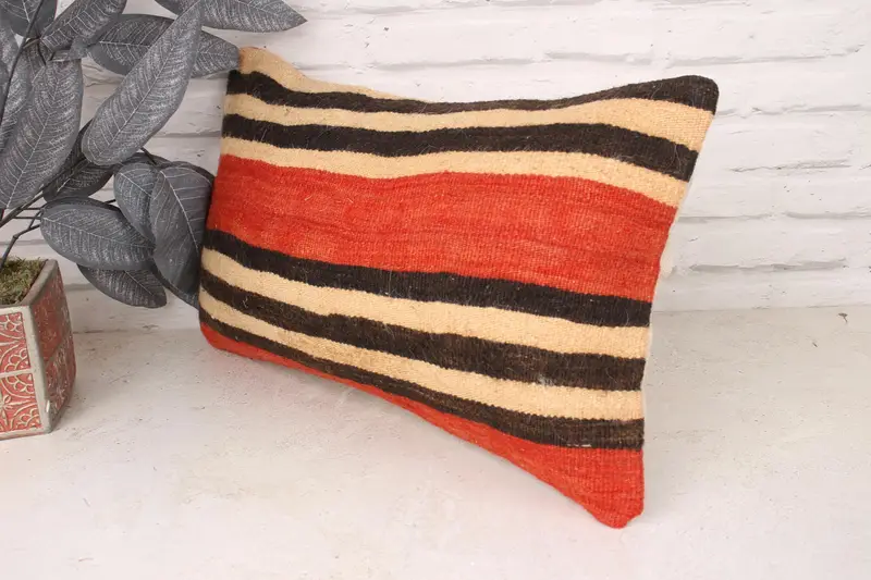 Yoga Pillow Case, Vintage Pillow, Rustic Pillow, Pillow Sham, 12x20 Red Cushion Case, Vintage Kilim Pillow, Vintage Cushion Cover, Antique Pillows - 4