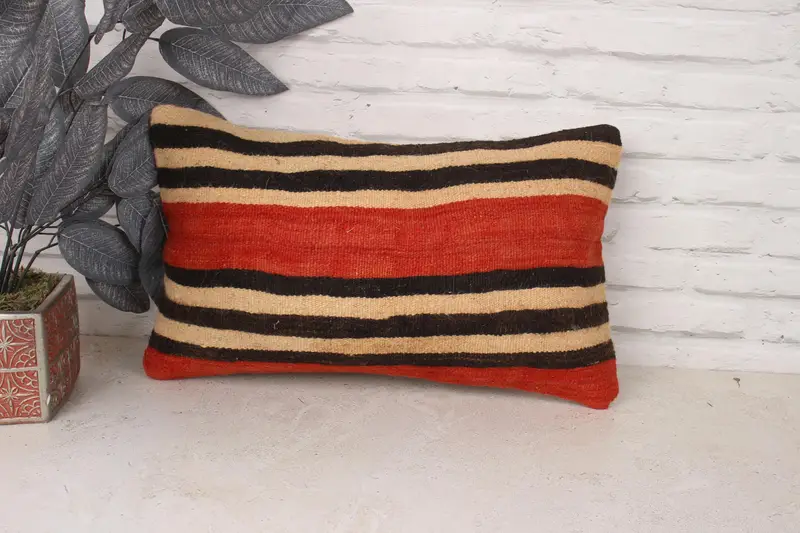 Yoga Pillow Case, Vintage Pillow, Rustic Pillow, Pillow Sham, 12x20 Red Cushion Case, Vintage Kilim Pillow, Vintage Cushion Cover, Antique Pillows - 1