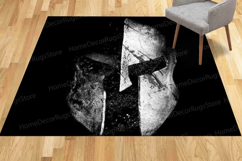 Spartan Helm Molon Labe Schwarz bedruckter Teppich – trendiges Design