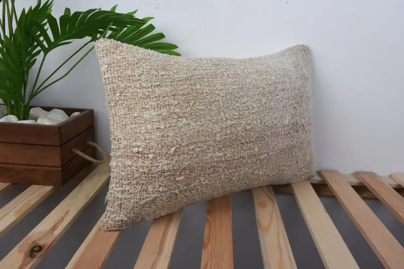 Turkish Pillow, Turkish Rugs Pillow, Pillow for Couch, Vintage Kilim Pillow, Southwestern Pillow Cover, 12x20 Beige Cushion Cover, Cushion Cover - 4