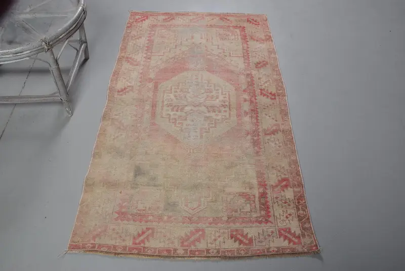 Vintage 3,2x5,6 ft Teppich, türkischer Akzentteppich, rotbrauner Blumenteppich - 1