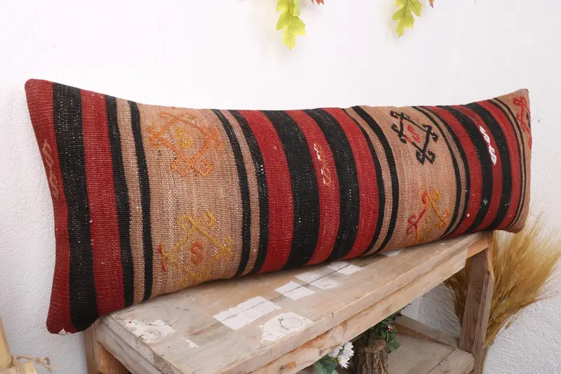 Cushion, Vintage Pillow, 12x36 Red Pillow Sham, Home Decor Pillow, Hippie Throw Cushion Cover, Luxury Cushion Case, Gift Pillow - 4