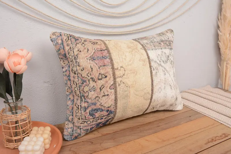 16x24 Inches Handmade Patchwork Pillow, Rectangular Throw Pillow - 1