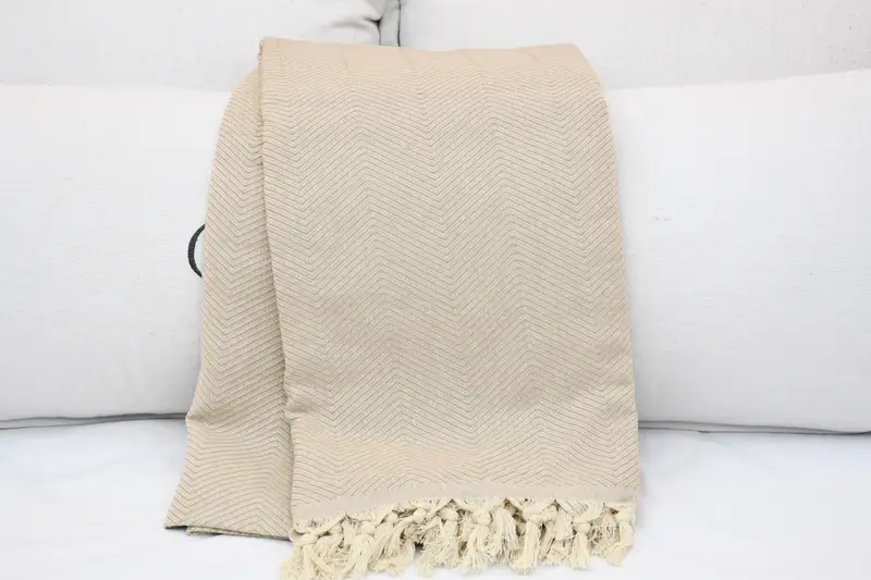 Boho Throw Blankets, 84x68 Cotton Zig zag Towel, Boyfriend Gift, Organic Throw, Decorative Blanket, Wedding Favors, Turkish Towel Beach Blanket - 5
