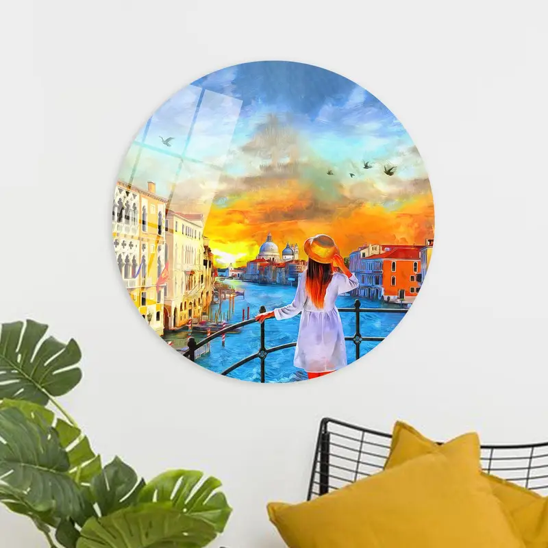 Elegant Venice Sunset Canvas: Modern Abstract Cityscape Art