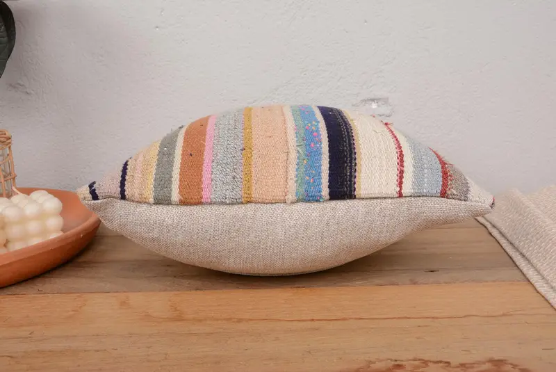Outdoor Throw Cushion, 14x14 Blue Cushion Cover, Vintage Kilim Pillow, Boho Throw Pillow Cover, Kilim Cushion Sham, Pillow Case, Vintage Pillow - 5