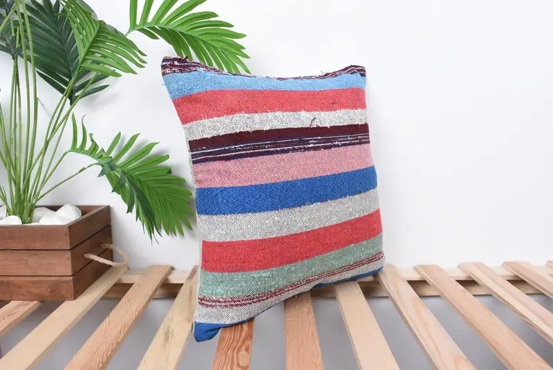 Boho Pillow Sham Cover, Boho Pillow, Sofa Bolster Cushion Cover, 16x16 Pink Cushion, Pillow Sham, Pillow for Couch, Decorative Cushion Case - 4