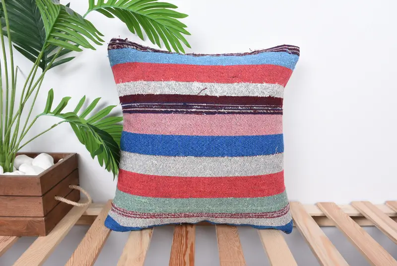 Boho Pillow Sham Cover, Boho Pillow, Sofa Bolster Cushion Cover, 16x16 Pink Cushion, Pillow Sham, Pillow for Couch, Decorative Cushion Case - 1