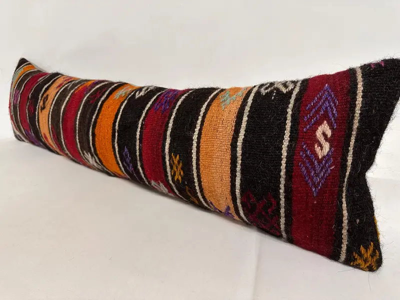 Turkish Kilim Pillow, Pillow Cover, 12x48 Red Pillow Sham, Colorful Cushion Cover, Kilim Pillow, Boho Pillow, Patio Pillow Cover, Luxury Pillow - 3