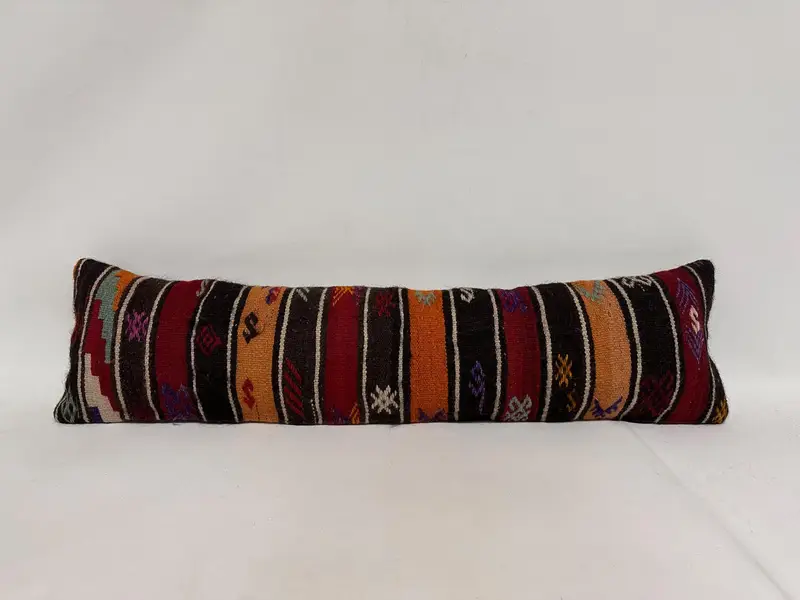 Turkish Kilim Pillow, Pillow Cover, 12x48 Red Pillow Sham, Colorful Cushion Cover, Kilim Pillow, Boho Pillow, Patio Pillow Cover, Luxury Pillow - 1