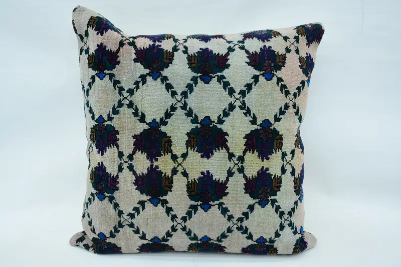 Beige Turkish Euro Sham, Antique 32x32 inch Wool Pillow - 1