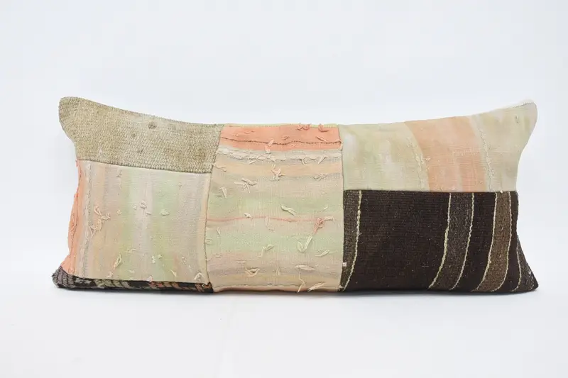 Beige Vintage Gift Pillow Cover, 16x36 inch Thank You Gift Bolster Striped Pillowcase - 1