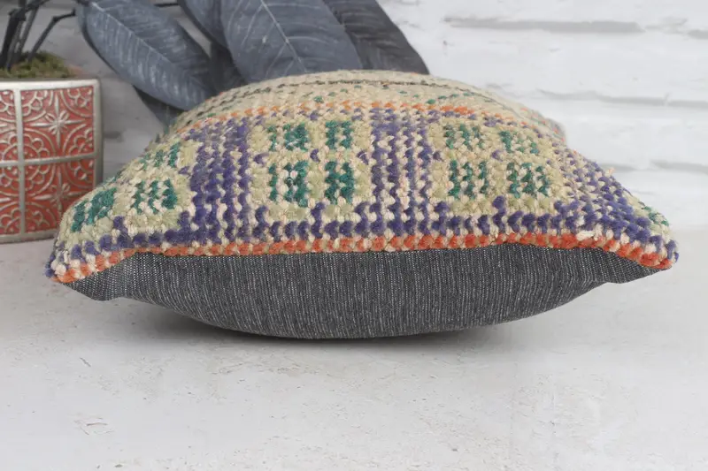 Tribal Pillow Sham, Throw Kilim Pillow, Cushion, 12x12 Beige Cushion Cover, Ethnical Kilim Rug Pillow, Kilim Pillow Cover, Ethnic Pillow - 5