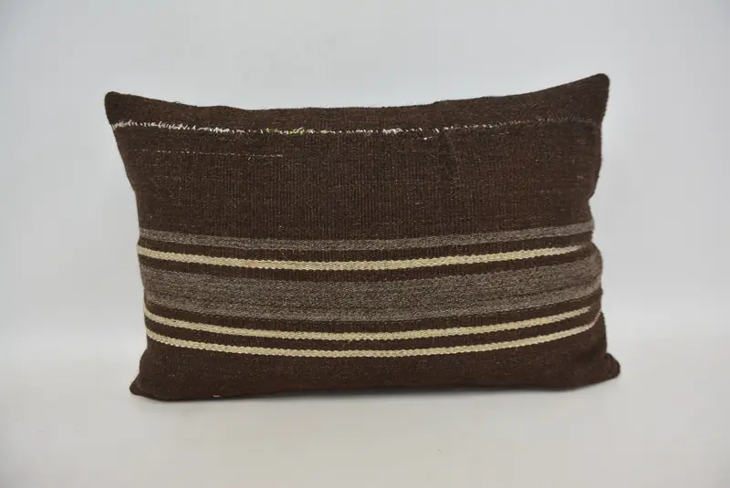 Pillow Case, Art Deco Cushion, Meditation Pillow Sham, 16x24 Brown Cushion Cover, Turkish Pillow, Pillow for Sofa, Home Decor Pillow - 1
