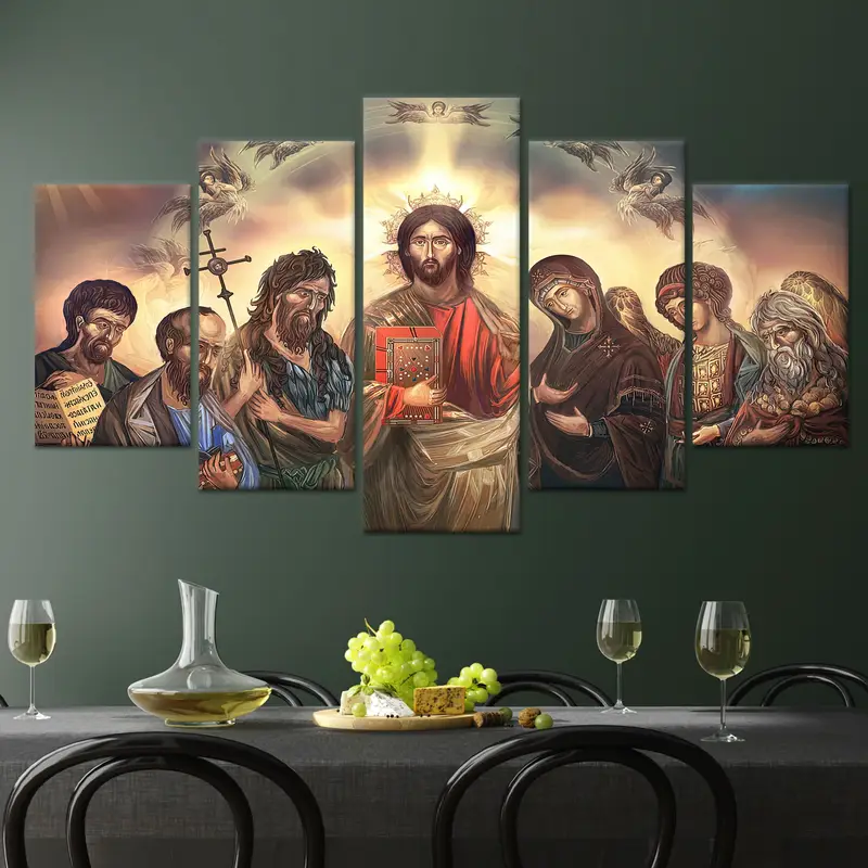 Kutsal Kanvas Tablo: İsa Mesih'in Etrafı Azizlerle Çevrilmiştir Baskı