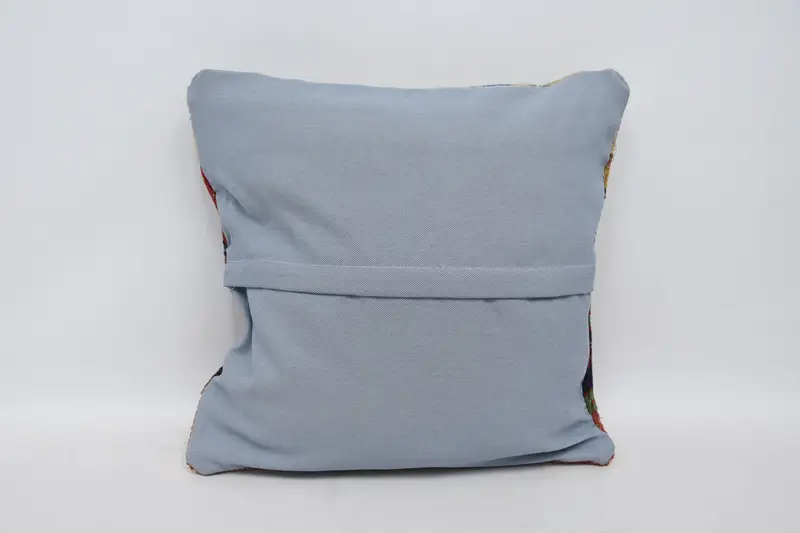 Throw Kilim Pillow, Sustainable Cushion, Seat Pillow, Hippie Throw Pillow Case, 18x18 Blue Pillow Cover, Pillow for Sofa, Boho Pillow, Pillow Sham - 6