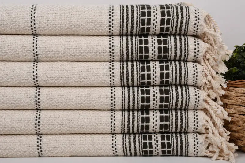 Düğün Hediyesi Mutfak Havlu, Kişiselleştirilmiş El Havlusu, Küçük Banyo Havlu, Monogram El Havlu, 40x20 Keten Çizgili Havlu, Özel Havlular - 2