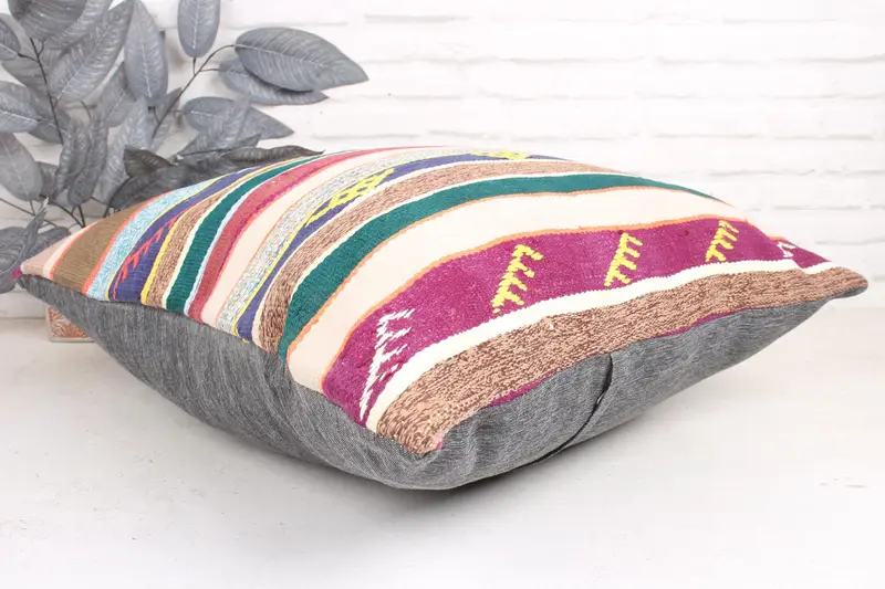 Decorative Throw Cushion Cover, Sofa Bolster Cushion Cover, Handmade Kilim Cushion, Pillow, 24x24 Green Pillow, Antique Pillows, Kilim Pillow - 6
