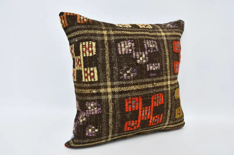 Interior Designer Pillow, Aztec Cushion Cover, Antique Pillows, Pillow Cover, 20x20 Brown Pillow, Boho Pillow, Turkish Bench Cushion - 3