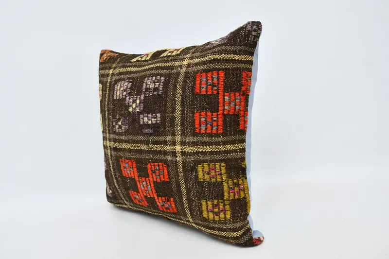 Interior Designer Pillow, Aztec Cushion Cover, Antique Pillows, Pillow Cover, 20x20 Brown Pillow, Boho Pillow, Turkish Bench Cushion - 4