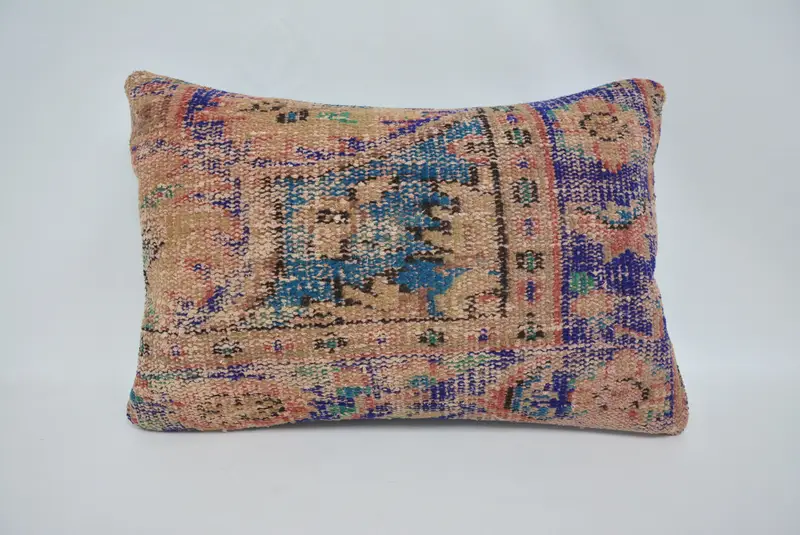 Antique Pillows, Pillow for Couch, Kilim Pillow, Cushion Cover, 16x24 Blue Pillow Sham, Garden Pillow Case, Bed Pillow Sham - 1