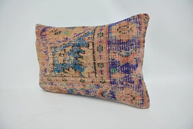 Antique Pillows, Pillow for Couch, Kilim Pillow, Cushion Cover, 16x24 Blue Pillow Sham, Garden Pillow Case, Bed Pillow Sham - 4