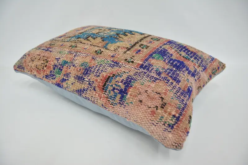 Antique Pillows, Pillow for Couch, Kilim Pillow, Cushion Cover, 16x24 Blue Pillow Sham, Garden Pillow Case, Bed Pillow Sham - 6