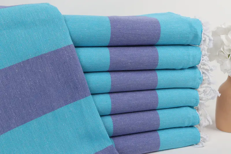 Turkish Bath Towel Custom Organic Cotton Turquoise-Sax Blue, 40x71 Inches