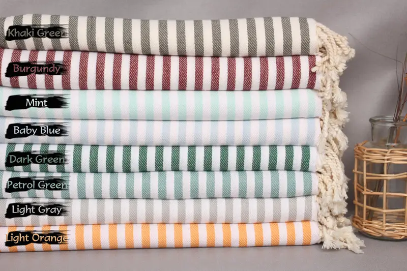 Turkish Towel Monogram, Bridesmaid Gifts, Bathroom Towel, Peshtemal Towel USA, Turkish Towel Beach, Turkish bath towel, 70x40 Cotton Striped Towel - 1