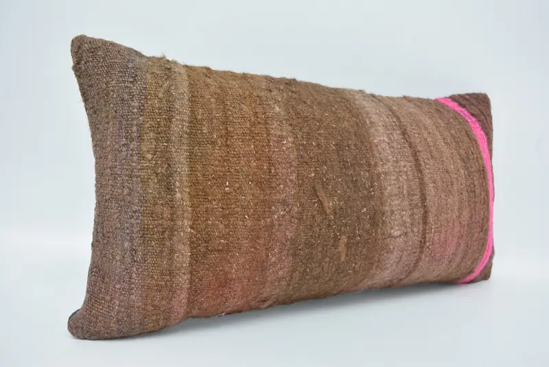 Bench Cushion Case, Kilim Pillow Cover, Vintage Kilim Pillow, Cotton Pillow Sham, 12x24 Brown Pillow Sham, Cushion Cover, Home Decor Pillow - 3