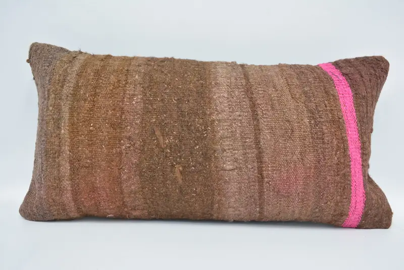 Bench Cushion Case, Kilim Pillow Cover, Vintage Kilim Pillow, Cotton Pillow Sham, 12x24 Brown Pillow Sham, Cushion Cover, Home Decor Pillow - 1