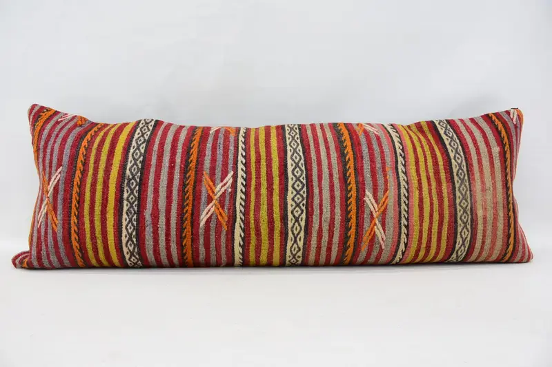 Gift Pillow, Home Decor Pillow, Ethnic Pillow Cover Cushion Case, Vintage Kilim Pillow, Cushion Cover, 16x48 Red Cushion Case, Pastel Cushion Case - 1