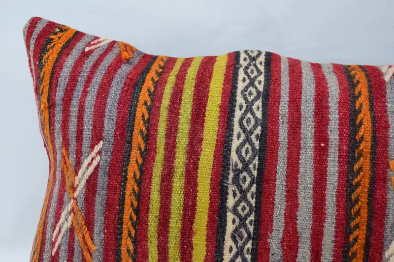 Gift Pillow, Home Decor Pillow, Ethnic Pillow Cover Cushion Case, Vintage Kilim Pillow, Cushion Cover, 16x48 Red Cushion Case, Pastel Cushion Case - 2