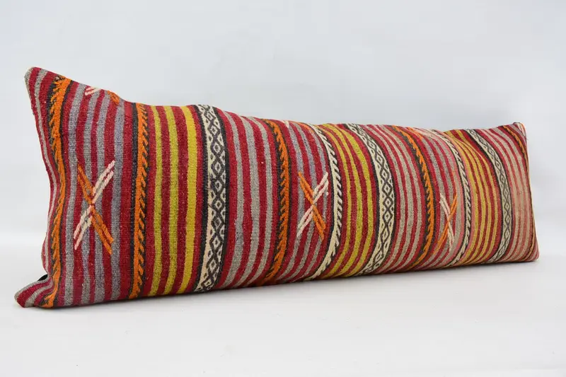 Gift Pillow, Home Decor Pillow, Ethnic Pillow Cover Cushion Case, Vintage Kilim Pillow, Cushion Cover, 16x48 Red Cushion Case, Pastel Cushion Case - 3
