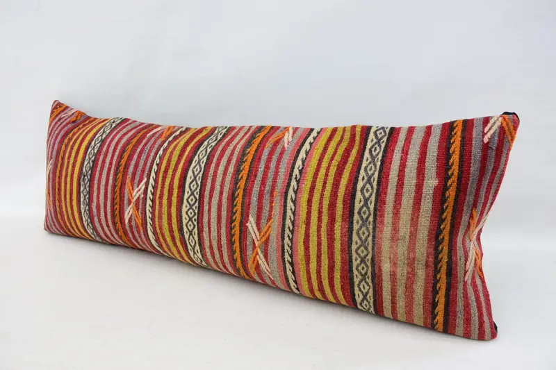 Gift Pillow, Home Decor Pillow, Ethnic Pillow Cover Cushion Case, Vintage Kilim Pillow, Cushion Cover, 16x48 Red Cushion Case, Pastel Cushion Case - 5