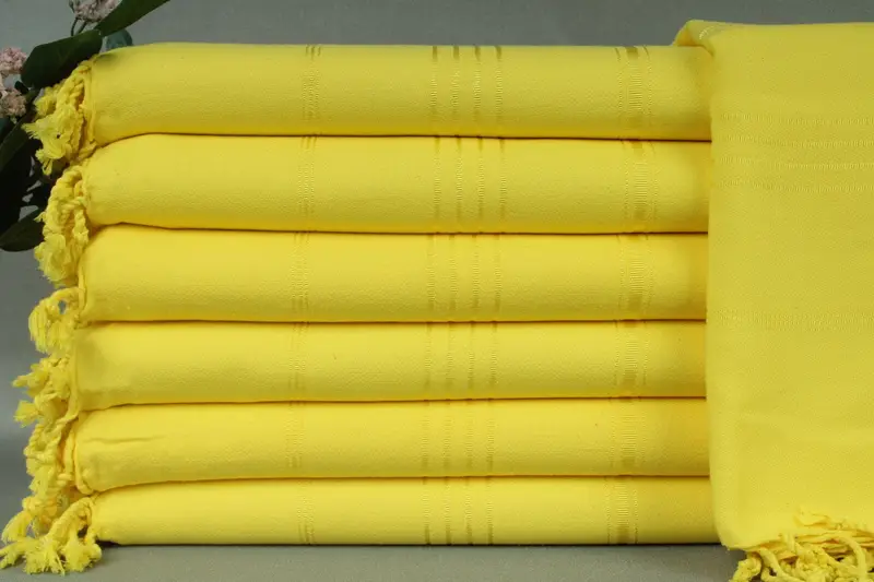 Personalized Bath Towel Yellow Stripes Beige, 71x40 Inches